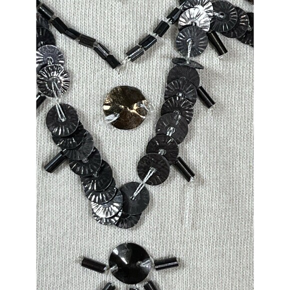 Chicos Beaded Boho India Short Sleeve Knit Top Blouse sz 2 / L (15 - Picture 3 of 8